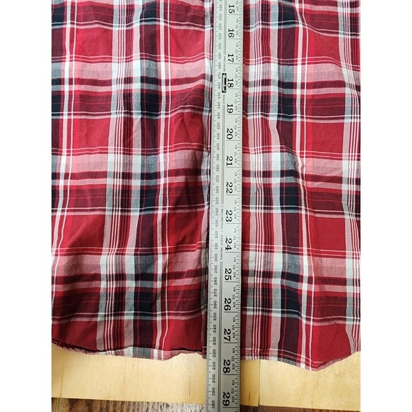 COLUMBIA Men's Size L Button Down Long Sleeve Red Plaid Shirt - Picture 5 of 6